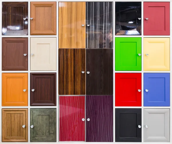 Detail of colorful doors with nice handles — Stock Photo, Image