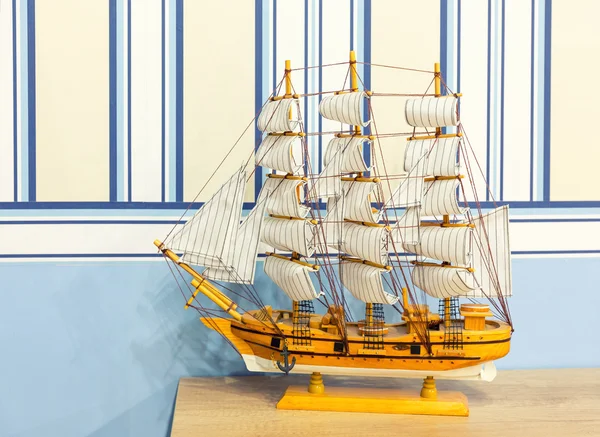Close up shot of sail ship model — Stock Photo, Image
