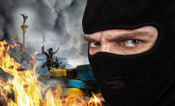 Terorista na ukrajinské maidan — Stock fotografie