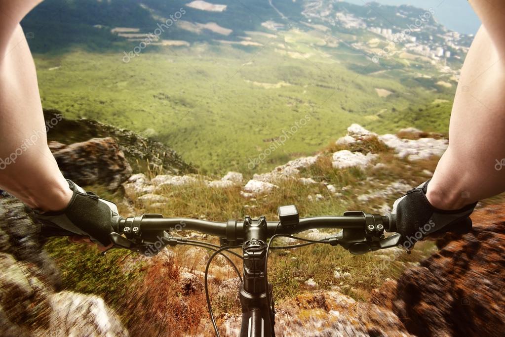 downhill on a bicycle