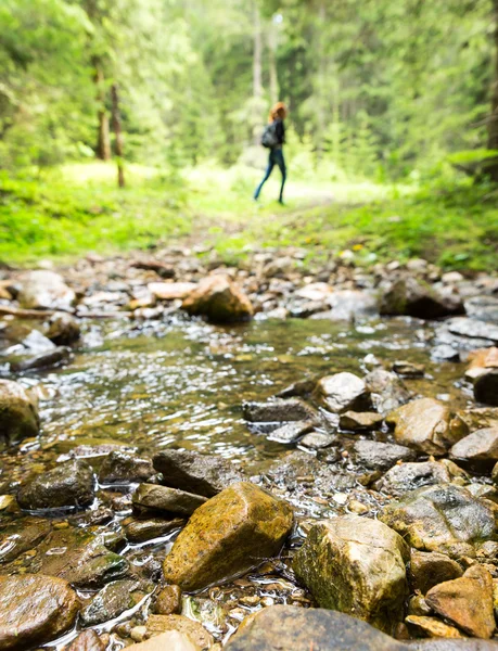 stock image Woman at mountains