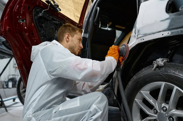 Auto lakier polerowanie tynk części nadwozia samochodu — Zdjęcie stockowe