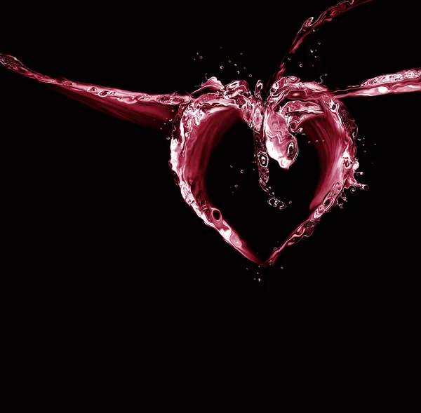 Serce czarno -czerwona woda — Zdjęcie stockowe