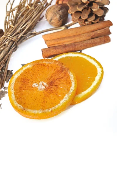 Orange and cinnamon — Stock Photo, Image