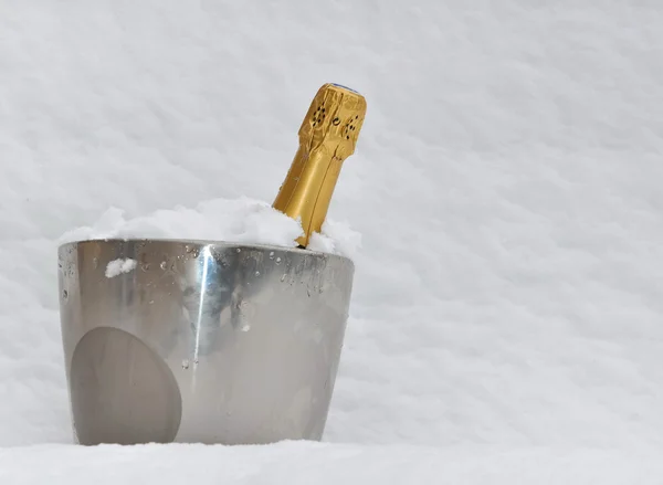 Шампанське на снігу — стокове фото