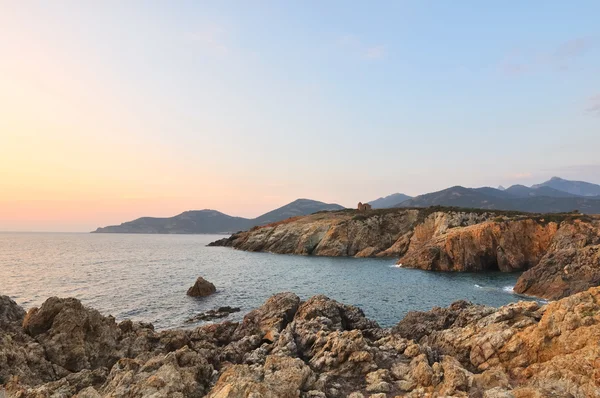 Tramonto sulla costa della Galeria (Corsica ) — Foto Stock