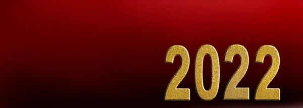 Golden 2022 Number Red Background Copy Space — Stock Photo, Image