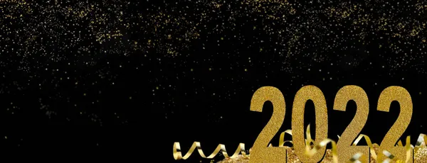 2022 Nieuwjaar Abstracte Nacht Lint Glliter Wenskaart — Stockfoto