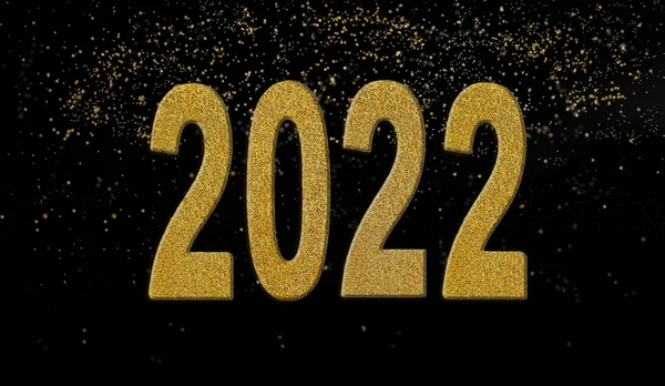 Altın Sayı 2022 Siyah Zemin Üzerinde Parlak Işıklarla Yeni Yıl — Stok fotoğraf