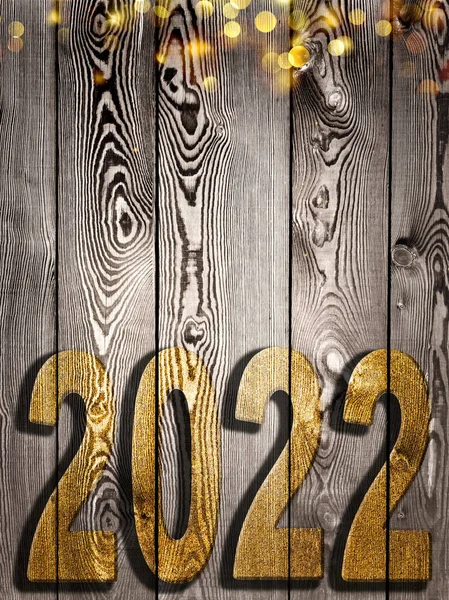 2022 Golden Year Written Rustic Plank Background — Stock Photo, Image