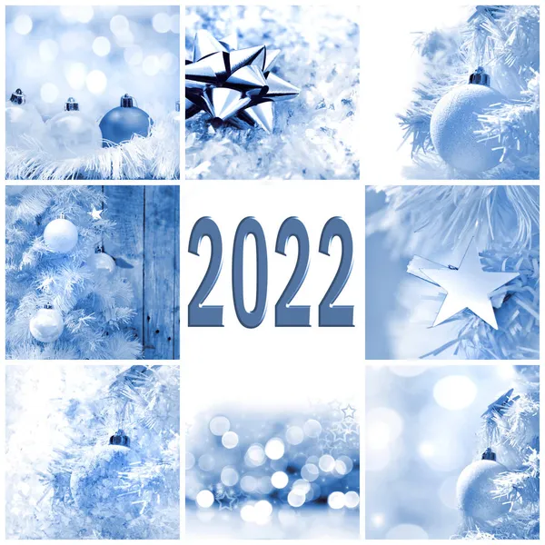 Wenskaart 2022 Vierkante Formaat Winter Kerst Decoratie Thema — Stockfoto