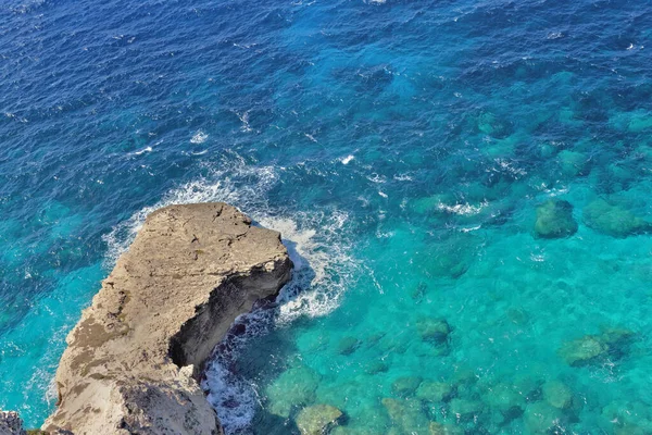 View Clear Sea Blue Turquoise Rock Corsica Island Bonifacio — Stock Photo, Image