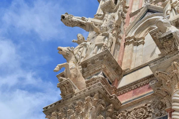 Közel Építészet Híres Katedrális Siena — Stock Fotó