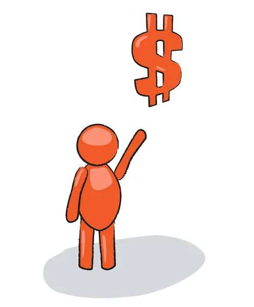 Comic man with dollar sign — Stock Vector