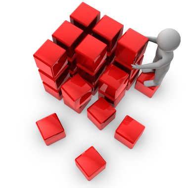 parlak bloklar 3d adamla kümesi