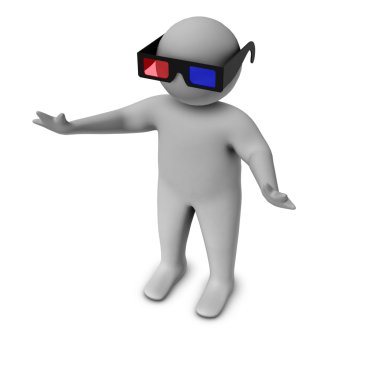 3d gözlük ile 3D adam