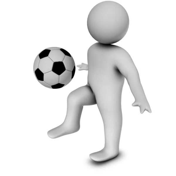 Homem 3D com um futebol — Fotografia de Stock
