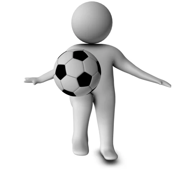 3D-Mann mit einem Fußball — Stockfoto