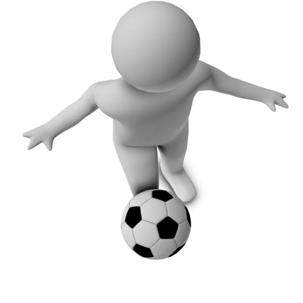 3D-Mann mit einem Fußball — Stockfoto
