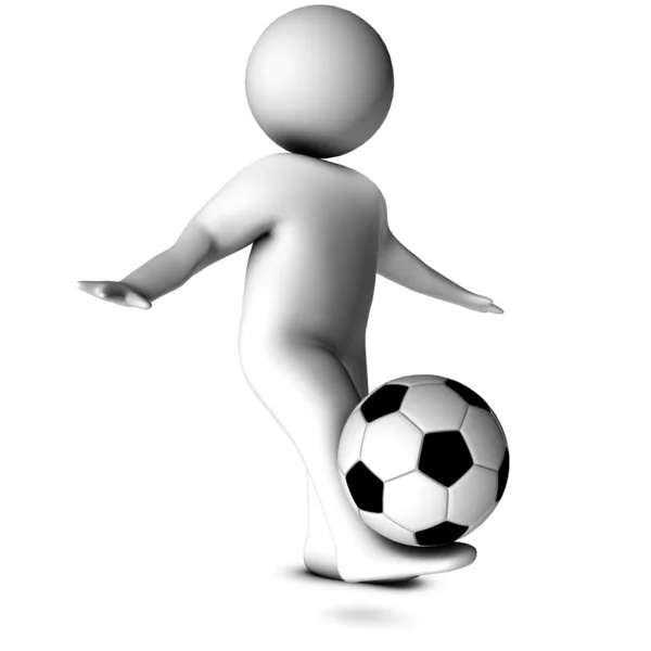 3D muž s fotbal — Stock fotografie