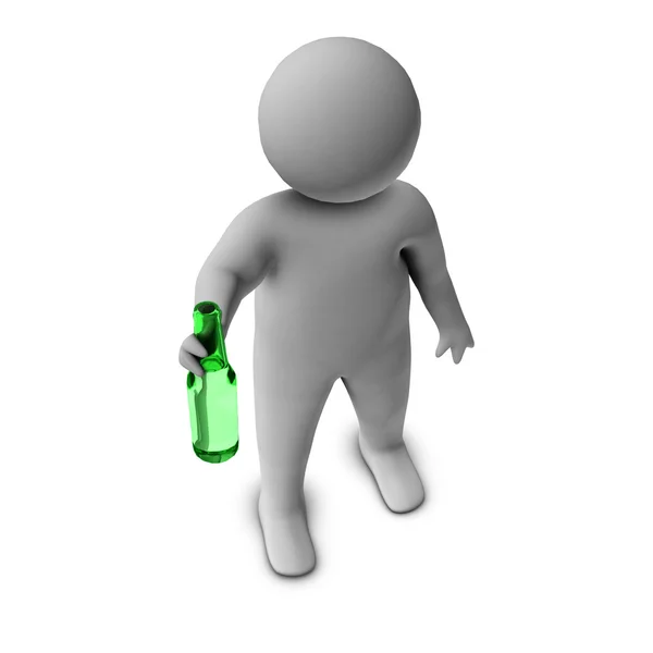 3d man with bottle — Stock Photo, Image