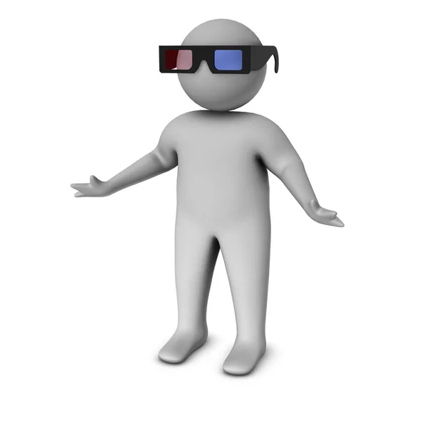 Homme 3d avec des lunettes 3d — Photo