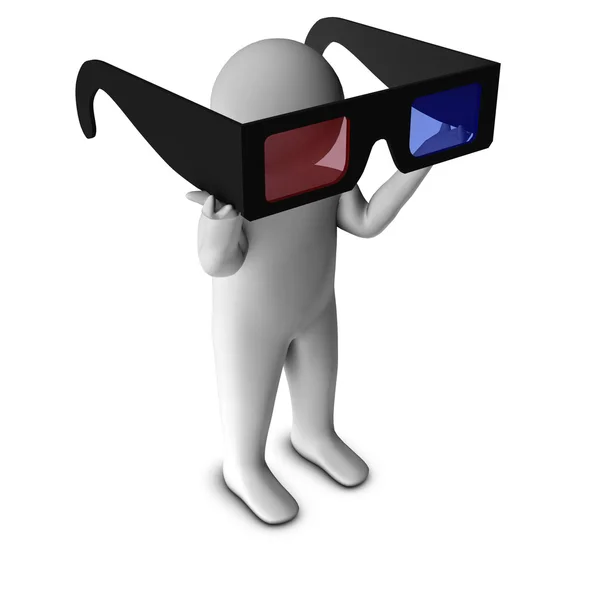 3D-man met 3D-bril — Stockfoto