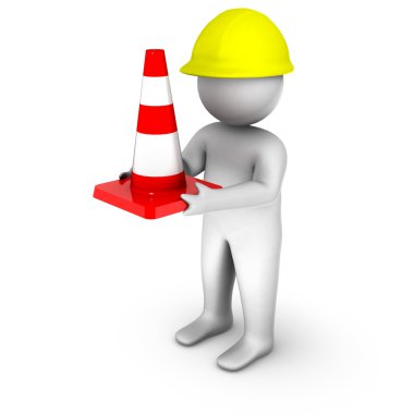 trafik koniler ile 3D adam