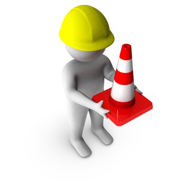 trafik koniler ile 3D adam