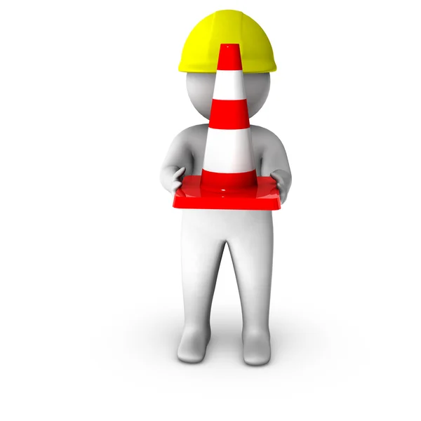 3d man with traffic cones — Stock Photo, Image