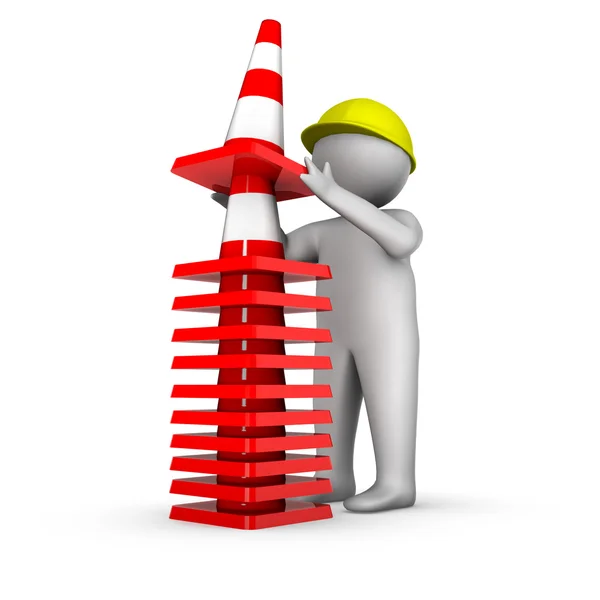 3d man with traffic cones — Stock Photo, Image