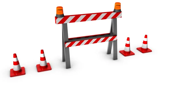3d construction and caution sign — Stock Photo, Image