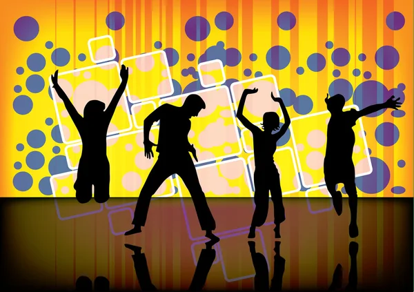 Dancing people on party background — Stock Vector