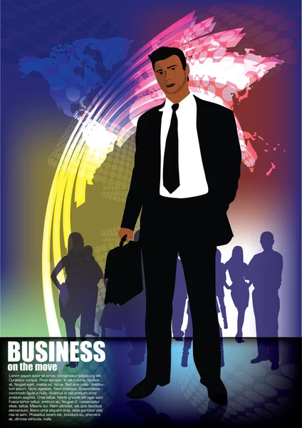 Homme d'affaires sur fond moderne — Image vectorielle