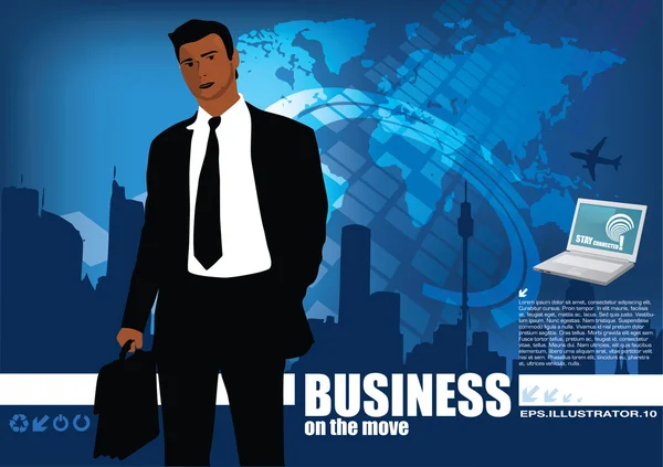 Businessman on modern background — Stock Vector