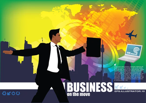 Businessman on modern background — Stock Vector