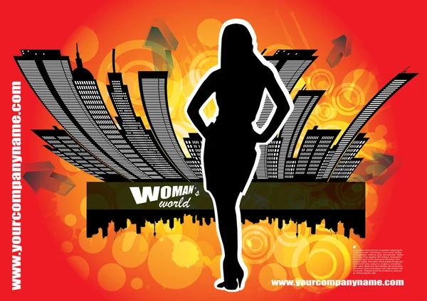 Kadın ve şehir — Stok Vektör