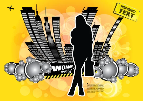 Woman and the city — Stock Vector