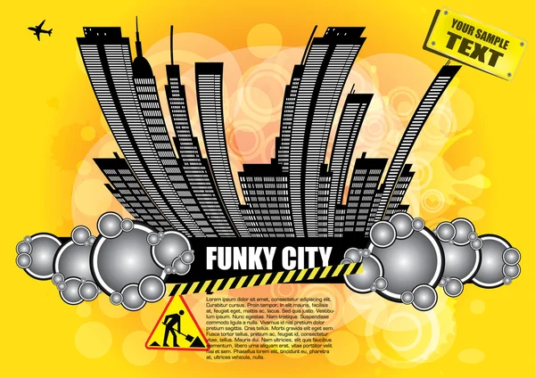Fondo de la ciudad Funky — Vector de stock