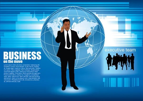 Business person on world background — Stock Vector