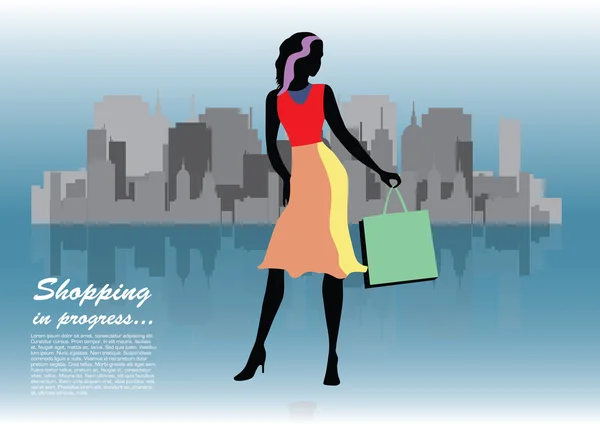 Shopping Femme — Image vectorielle