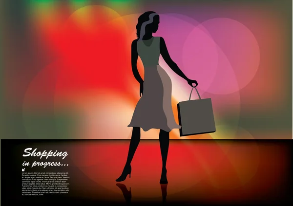 Shopping Femme — Image vectorielle