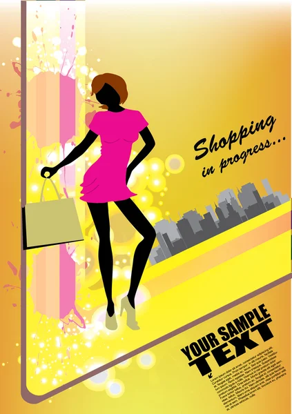 Shopping Vrouw — Stockvector