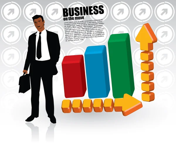 Businessman and graphics — Stock Vector