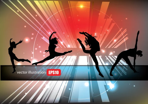 Women dance silhouette — Stock Vector