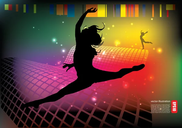 Woman dancer silhouette — Stock Vector