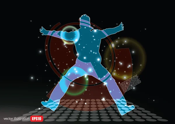 Hombre bailarín silueta — Vector de stock