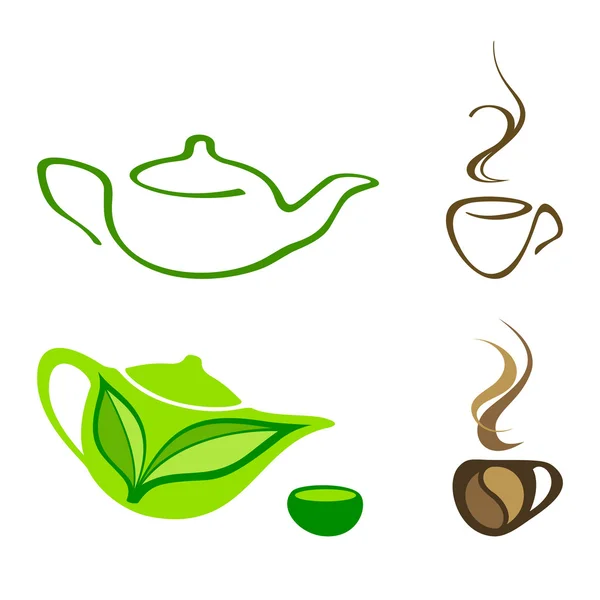 Icone di tè e caffè — Vettoriale Stock