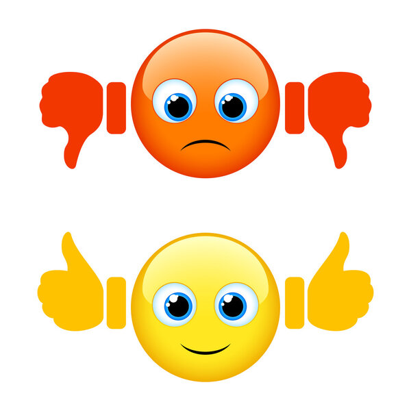 Улыбки и пальцы вверх и вниз
