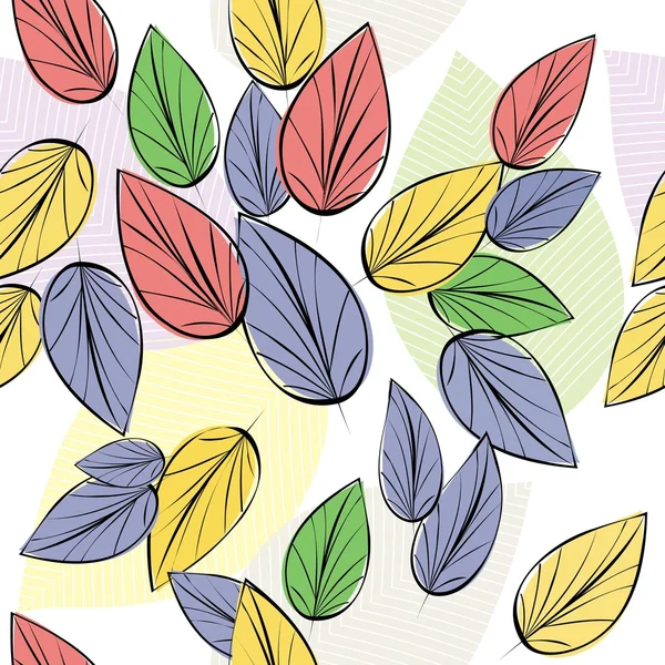 抽象树叶无缝图案背景 — 图库矢量图片